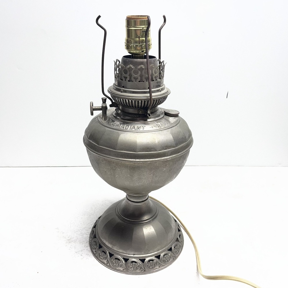Antique Bradley Hubbard Converted Oil Lamp No. 4 Radiant Patent Date 1898